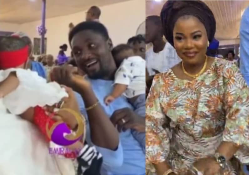  Double Celebration for Adeniyi Johnson and Seyi Edun as They Dedicate Their Twins in Church on Her 35th Birthday [Video]