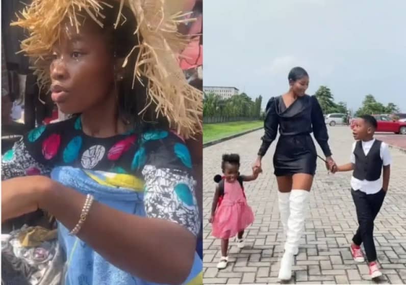  “From okrika seller to soft life” – Single mum of two flaunts transformation with kids