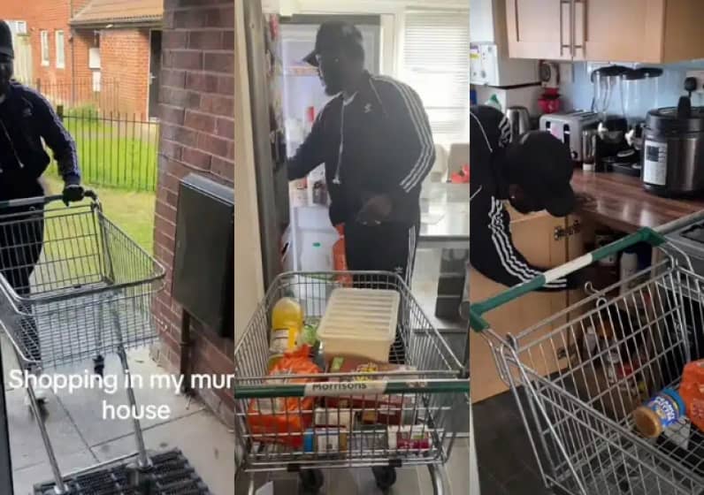  “Sapa na your mate” – Man goes with trolley to mum’s house, treats it like Supermarket as he shops