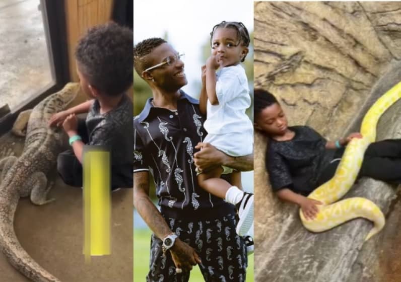  Wizkid’s Son, Zion Spotted with Scary and Deadly Reptiles [Video]