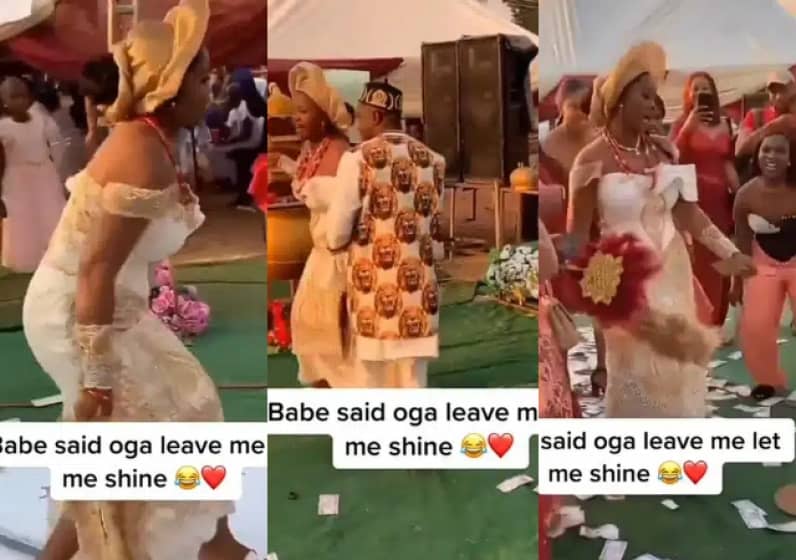  “She don too See shege” – Bride causes stir as she scatters dance floor with energetic moves