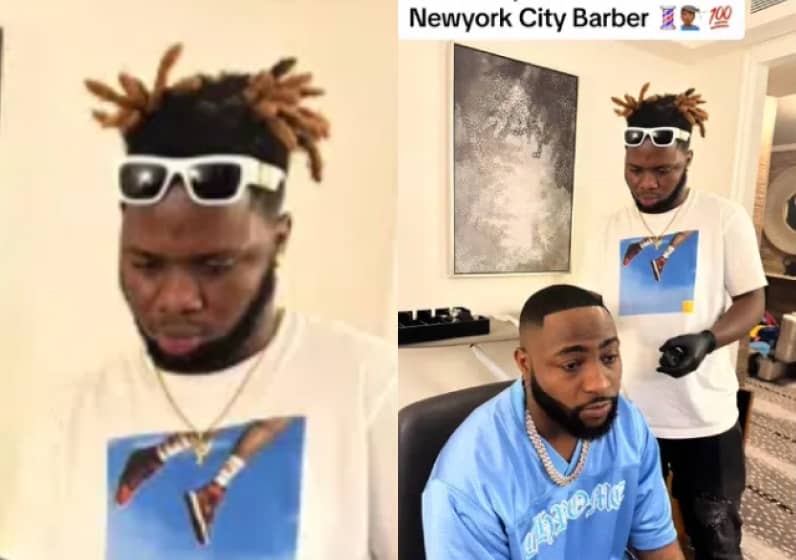  Barber celebrates becoming Davido’s official hairstylist after giving the singer an attractive haircut in US