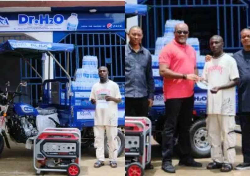  Aquafina Rewards Viral Hawker, Wisdom Nsima, Popularly Known As Dr. H20, With A Complete Business Setup Worth Millions Of Naira