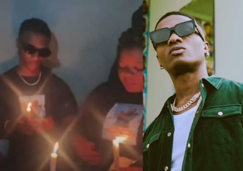 “He’s So Hurt” – Wizkid Looks Heartbroken Among Family Members As They Hold Candlelight Processions For His Late Mum