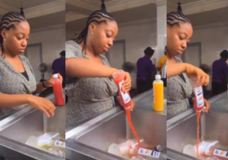  “Nobody Wants To Buy” – Emotional Fruit Juice Vendor, Pours Away Spoilt Drinks Over Poor Patronage