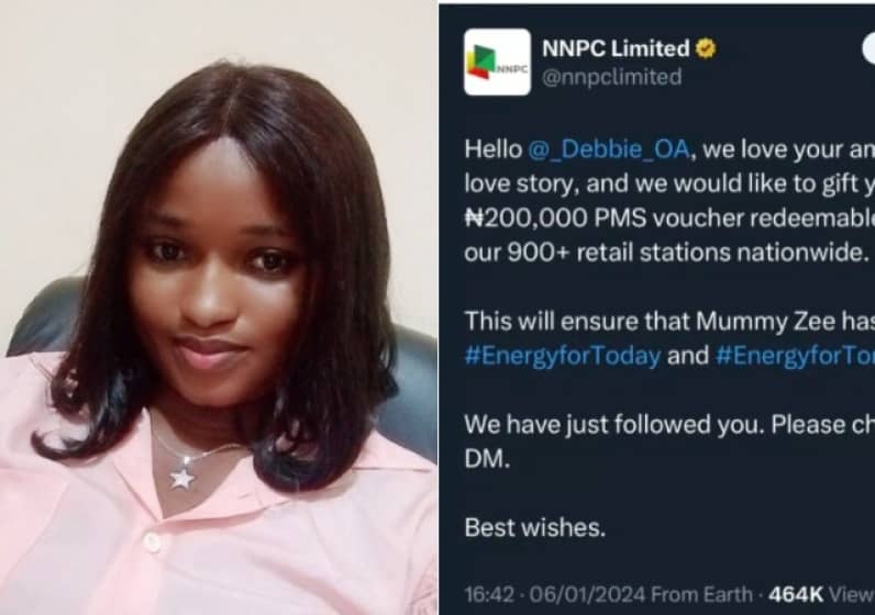  NNPC Gifts Mum zee, ‘woman who woke up 4:50 am to cook for her husband’ Fuel Voucher Worth N200K