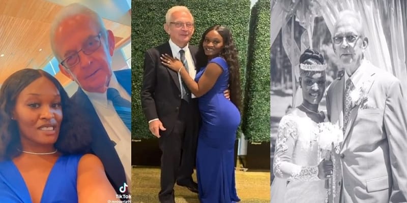 Young Nigerian lady shows off her 82-year-old Caucasian husband (video)