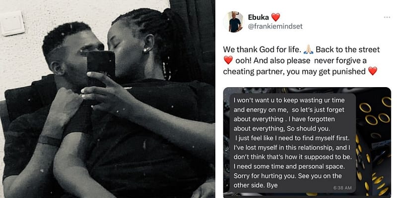“Never forgive a cheating partner” – Nigerian man advises after getting dumped by his girlfriend days after celebrating their anniversary