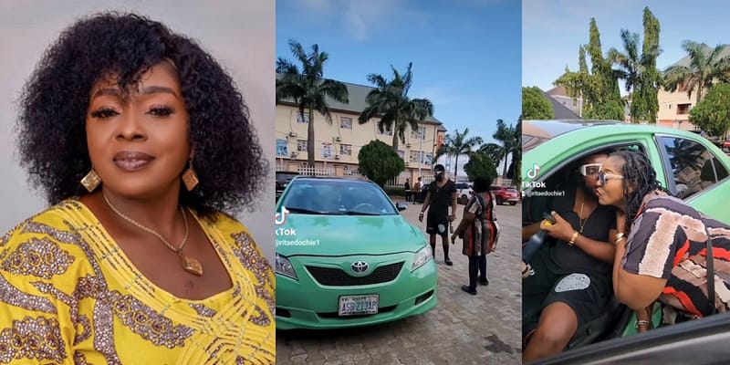Funny moment actress Rita Edochie pranked her ‘boyfriend’, Emeka Enyiocha, with a car gift (video)