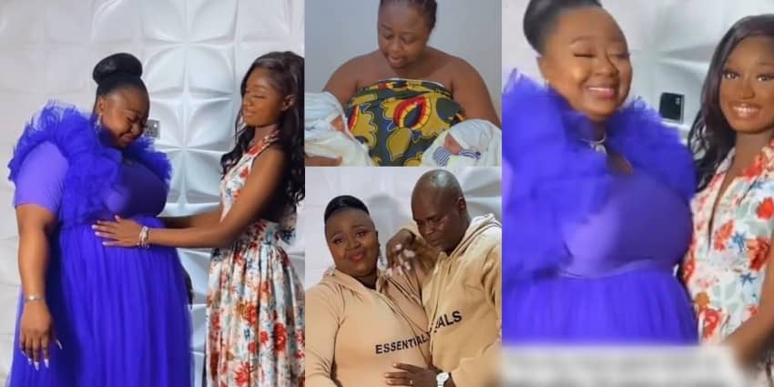  Lady celebrates as her mother gives birth to twins after 20 years of being the only child (Video)