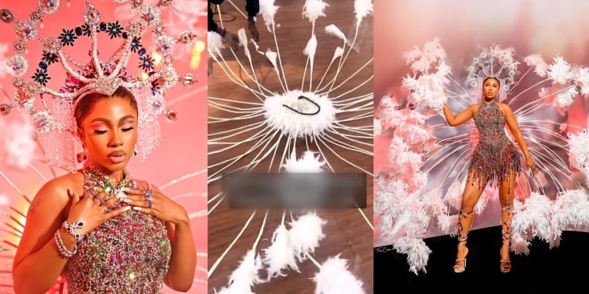  Check out how Mercy Eke’s striking outfit into the BBNaija house was made (video)