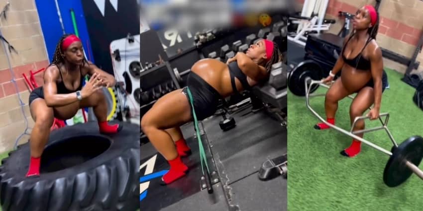  Nine-month pregnant woman with twins causes a stir with intense gym routine (video)