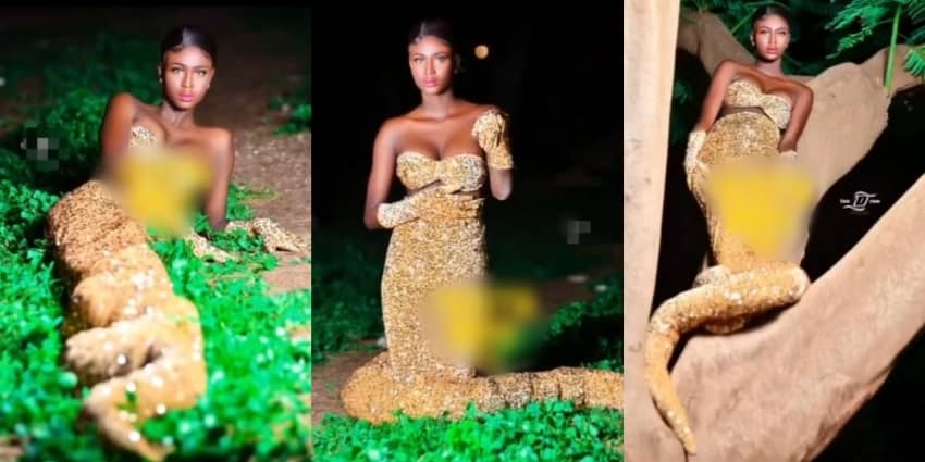  Lady causes a stir with her snake-themed photoshoot (video)