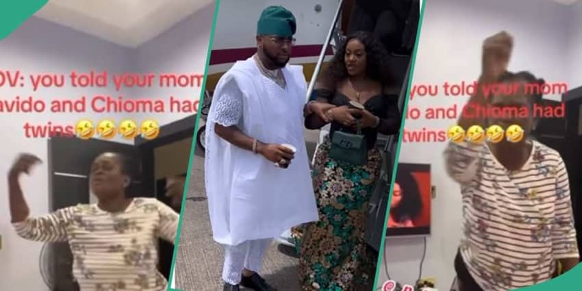  Watch how this Nigerian grandma reacted after she heard that Davido & Chioma recently welcomed a twin