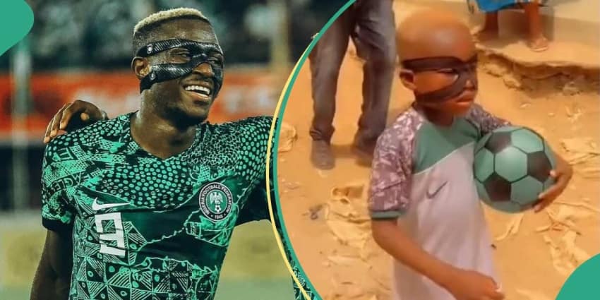  Video: Napoli star Osimhen set to take care of young boy who work a mask like his