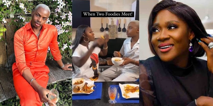 Hilarious moment influencer Enioluwa frowned at Mercy Johnson for picking meat from his food (video)