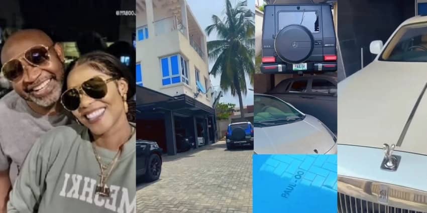 “Let the poor breathe” –  Actress Iyabo Ojo says as she shows off partner, Paul O’s mansion and impressive collection of cars (Video)