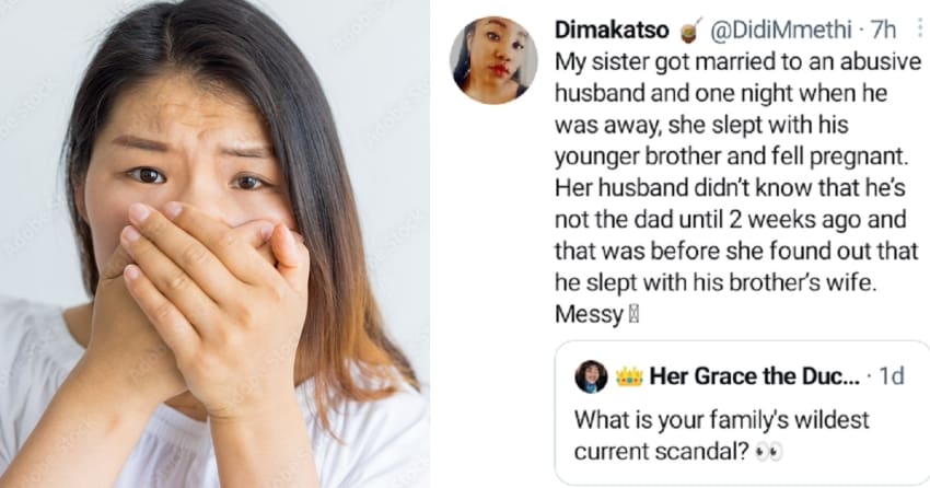  “My sister slept with her husband’s younger brother and got pregnant” – South African lady reveals her family’s wildest scandal