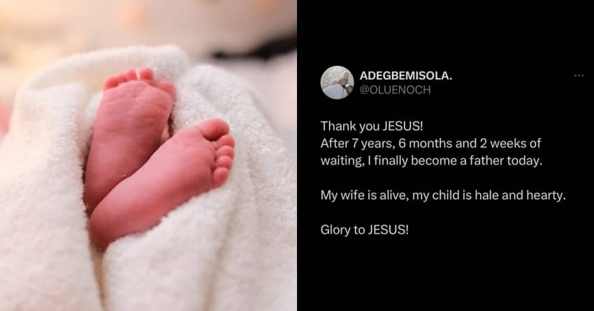  Man overjoyed as he and wife welcome child after 7 years and 6 months of waiting