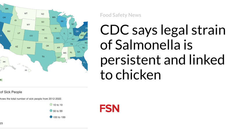  CDC says legal strain of Salmonella is persistent and linked to chicken