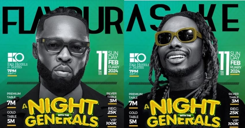  Get Ready Lagos! Flavour and Asake Set to Shake up February at ‘A Night with the Generals’