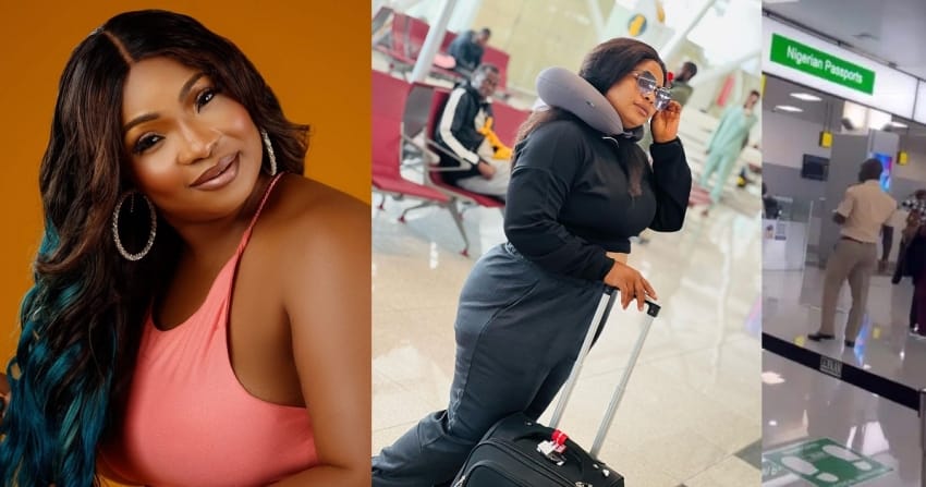  Laide Bakare in awe of new airport terminal in Lagos as she returns home (Video)