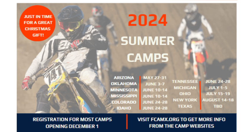 2024 FCA Motocross Summer Camp, Supercross VIP Experience Dates